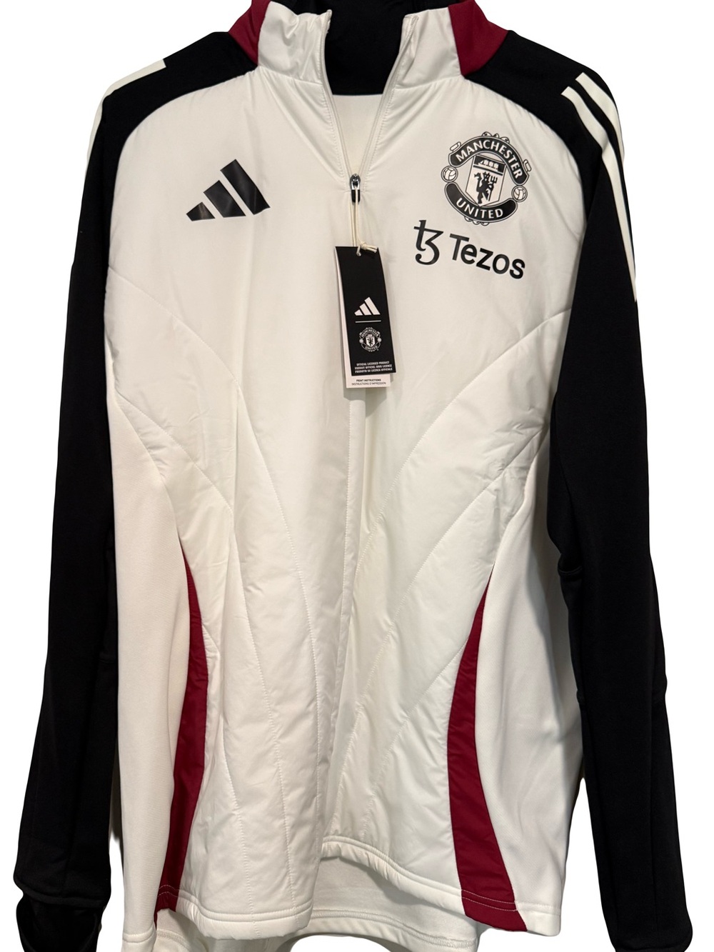 adidas White and Black MUFC Windbreaker Top